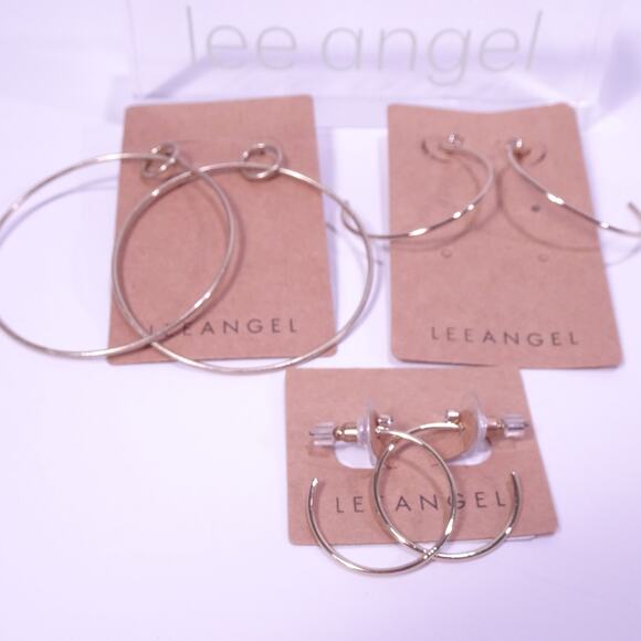 Lee Angel Women's Mixed Hoop Thin Earrings Set of 3 Pair NWT 98 Ea - Picture 5 of 5